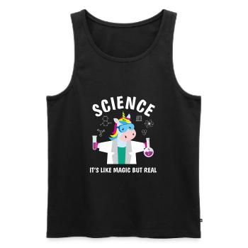 Funny Science Is Like Magic But Real Unicorn Lover - Men's Premium Organic Tank Top - black - Front - Michal (187cm)