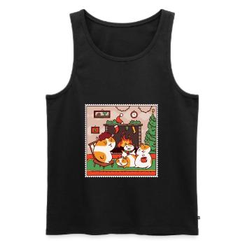 Cochon d'Inde Fan Girl Noël Noël - Débardeur bio Premium Homme - noir - Devant - Michal (187cm)
