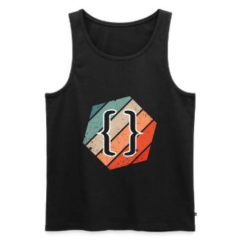 Vintage Web Developer CSS JavaScript und HTML 5 - Männer Premium Bio Tank Top - Schwarz - Vorne - Michal (187cm)