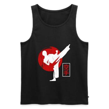 Karate Kämpfer Schwarzgurt Karate Kick - Männer Premium Bio Tank Top - Schwarz - Vorne - AI Model Male 178 light (178cm)
