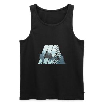 Retro dog trekking, dog walking in nature - Men's Premium Organic Tank Top - black - Front - Michal (187cm)