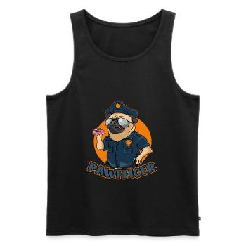 Pawfficer Le donut chien policier - Débardeur bio Premium Homme - noir - Devant - AI Model Male 178 light (178cm)