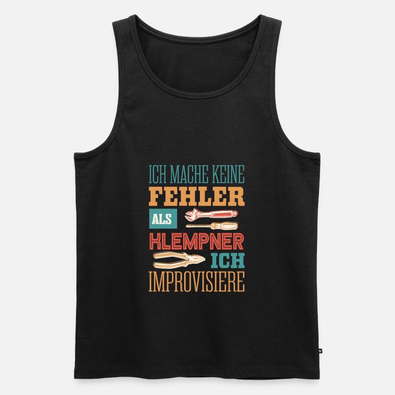 Klempner, Fehlerfrei und improvisiert - Männer Premium Bio Tank Top - Schwarz