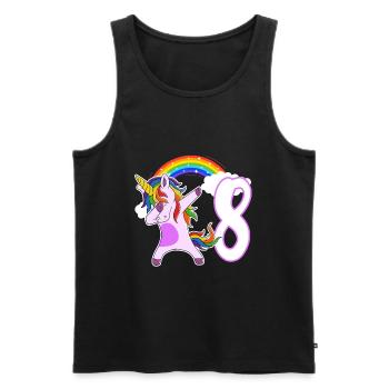 Dabbing Licorne J’ai 8 ans - Débardeur bio Premium Homme - noir - Devant - AI Model Male 178 light (178cm)