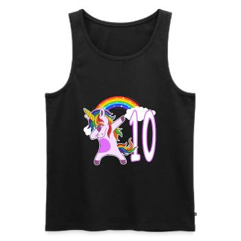 Dabbing Licorne J’ai 10 ans - Débardeur bio Premium Homme - noir - Devant - AI Model Male 178 light (178cm)