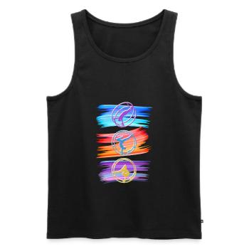 Roue du Rhône colorée avec gymnastique rhénane - Débardeur bio Premium Homme - noir - Devant - Michal (187cm)