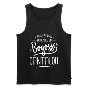 cantalou bogosse Cadeau humour cantal - Débardeur bio Premium Homme - noir - Devant - AI Model Male 178 light (178cm)