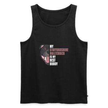 Staffordshire Bullterrier Hundehaare Glitzer - Männer Premium Bio Tank Top - Schwarz - Vorne - Michal (187cm)