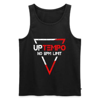 Uptempo - Rave - Hardstyle - Gabber - Gift - Men's Premium Organic Tank Top - black - Front - Michal (187cm)