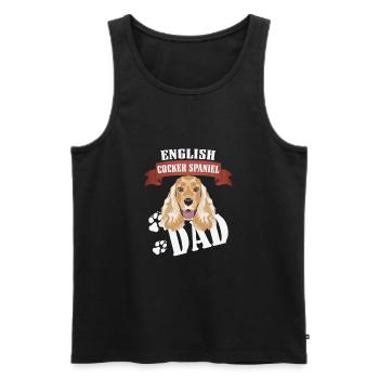 Deutsch Cocker Spaniel Papa, Chien Papa - Débardeur bio Premium Homme - noir - Devant - AI Model Male 178 light (178cm)