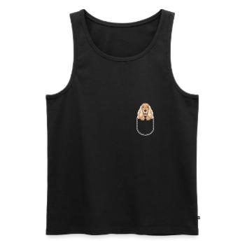 Deutsch Cocker Épagneul dans la poche de la poitrine - Débardeur bio Premium Homme - noir - Devant - AI Model Male 178 light (178cm)