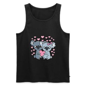 Saint-Valentin Couple Koalas Doux Koalas - Débardeur bio Premium Homme - noir - Devant - Michal (187cm)