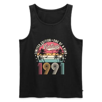 1991 Vintage Anniversaire Vintage Rétro Cadeau - Débardeur bio Premium Homme - noir - Devant - Michal (187cm)