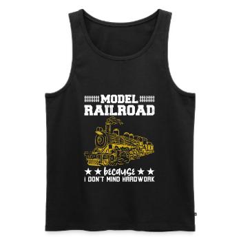 Le modélisme ferroviaire ne me dérange pas de travailler dur - Débardeur bio Premium Homme - noir - Devant - AI Model Male 178 light (178cm)