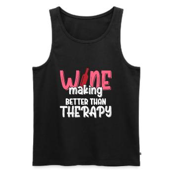 La vinification est meilleure que la thérapie - Débardeur bio Premium Homme - noir - Devant - Michal (187cm)