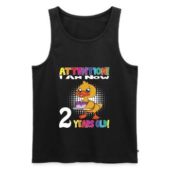 Birthday Duck Attention I Am Now 2 Years Old - Men's Premium Organic Tank Top - black - Front - AI Model Male 178 light (178cm)