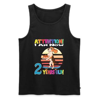 Dog Boy Attention I Am Now 2 Years Old - Men's Premium Organic Tank Top - black - Front - AI Model Male 178 light (178cm)