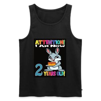 Rabbit Attention I Am Now 2 Years Old - Men's Premium Organic Tank Top - black - Front - AI Model Male 178 light (178cm)