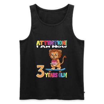 Lion Boy Attention I Am Now 3 Years Old - Men's Premium Organic Tank Top - black - Front - AI Model Male 178 light (178cm)