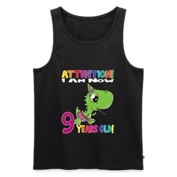 Dino Girl Birthday I Am Now 9 Years Old - Männer Premium Bio Tank Top - Schwarz - Vorne - Michal (187cm)