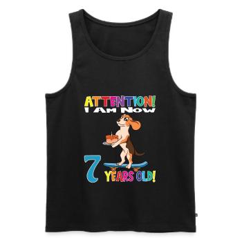 Dog Birthday I Am Now 7 Years Old - Men's Premium Organic Tank Top - black - Front - Michal (187cm)