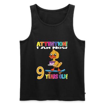 Anniversaire de canard J’ai maintenant 9 ans - Débardeur bio Premium Homme - noir - Devant - Michal (187cm)