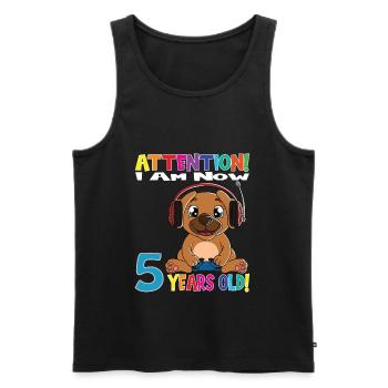 Anniversaire de chien de jeu J'ai maintenant 5 ans - Débardeur bio Premium Homme - noir - Devant - Michal (187cm)