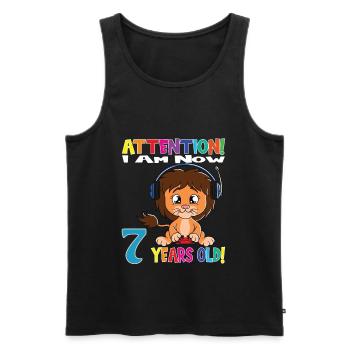 Dino Birthday I Am Now 7 Years Old - Men's Premium Organic Tank Top - black - Front - Michal (187cm)