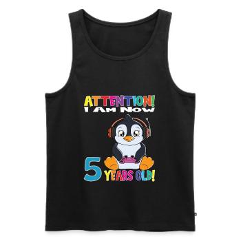 Penguin Birthday I Am Now 5 Years Old - Men's Premium Organic Tank Top - black - Front - AI Model Male 178 light (178cm)