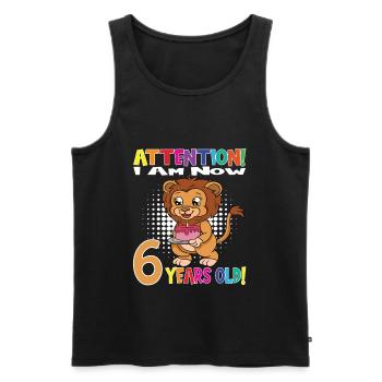 Anniversaire Lion J’ai maintenant 6 ans - Débardeur bio Premium Homme - noir - Devant - Michal (187cm)