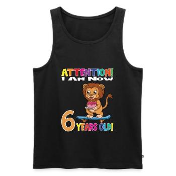 Anniversaire Lion J'ai maintenant 6 ans - Débardeur bio Premium Homme - noir - Devant - Michal (187cm)