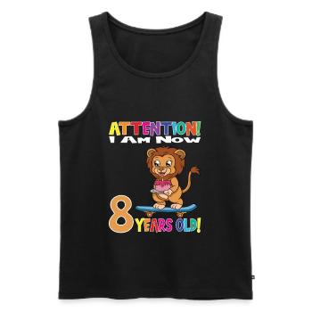 Lion Birthday I Am Now 8 Years Old - Männer Premium Bio Tank Top - Schwarz - Vorne - AI Model Male 178 light (178cm)