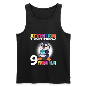 Penguin Birthday I Am Now 9 Years Old - Männer Premium Bio Tank Top - Schwarz - Vorne - Michal (187cm)