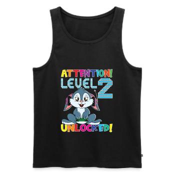 Attention Level 2 Unlocked Birthday - Men's Premium Organic Tank Top - black - Front - AI Model Male 178 light (178cm)