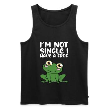 Je ne suis pas célibataire, j’ai une grenouille - Débardeur bio Premium Homme - noir - Devant - Michal (187cm)