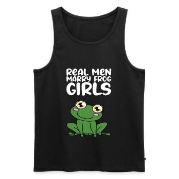 Les vrais hommes épousent des filles grenouilles - Débardeur bio Premium Homme - noir - Devant - Michal (187cm)