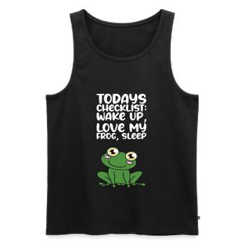 La liste de contrôle d’aujourd’hui Réveillez-vous Aimez ma grenouille Sommeil - Débardeur bio Premium Homme - noir - Devant - Michal (187cm)