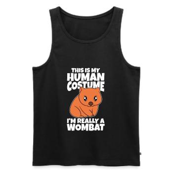 C’est mon costume humain, je suis vraiment un wombat - Débardeur bio Premium Homme - noir - Devant - Michal (187cm)