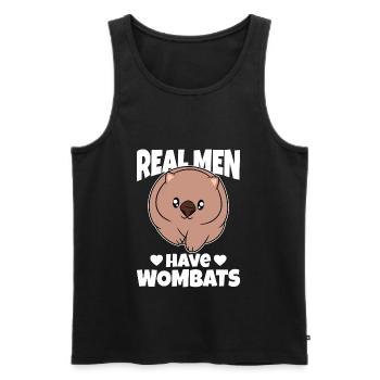 Real Men Have Wombats - Men's Premium Organic Tank Top - black - Front - AI Model Male 178 light (178cm)