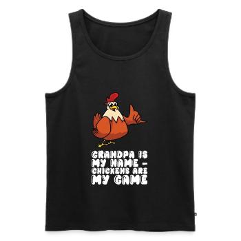 Grand-père est mon nom Les poulets sont mon jeu - Débardeur bio Premium Homme - noir - Devant - Michal (187cm)