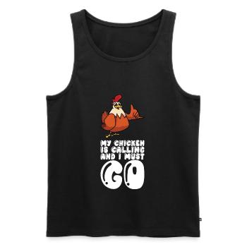 Mon poulet appelle et je dois partir - Débardeur bio Premium Homme - noir - Devant - Michal (187cm)
