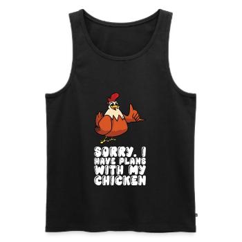 Désolé, j’ai des projets avec mon poulet - Débardeur bio Premium Homme - noir - Devant - AI Model Male 178 light (178cm)