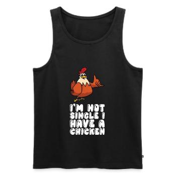 Je ne suis pas célibataire et j’ai un poulet - Débardeur bio Premium Homme - noir - Devant - AI Model Male 178 light (178cm)