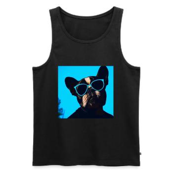 Lustiger Hund mit Sonnenbrille Blau - Männer Premium Bio Tank Top - Schwarz - Vorne - Michal (187cm)