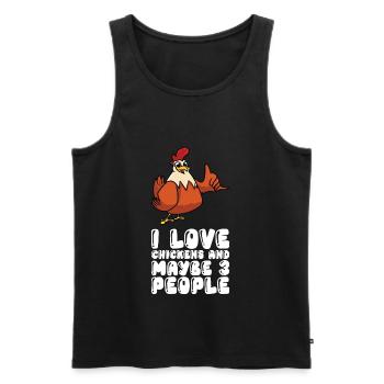 J’adore les poulets et peut-être 3 personnes - Débardeur bio Premium Homme - noir - Devant - Michal (187cm)