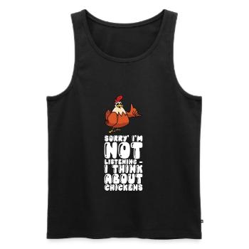 Je n’écoute pas, je pense que les poulets - Débardeur bio Premium Homme - noir - Devant - Michal (187cm)