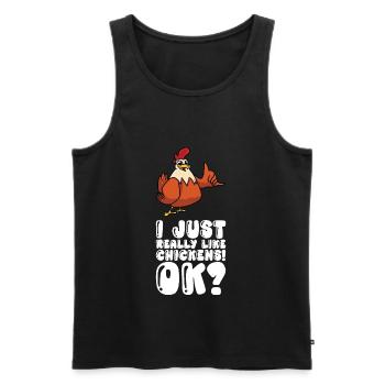 J’aime beaucoup les poulets - Débardeur bio Premium Homme - noir - Devant - Michal (187cm)