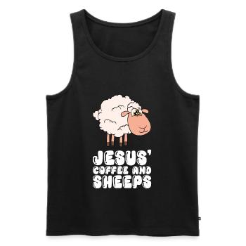 Jesus, Coffee And Sheep - Men's Premium Organic Tank Top - black - Front - Michal (187cm)