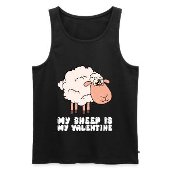 My sheep is my Valentine - Men's Premium Organic Tank Top - black - Front - Michal (187cm)