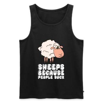 Sheep, Because People Are Shit - Men's Premium Organic Tank Top - black - Front - Michal (187cm)